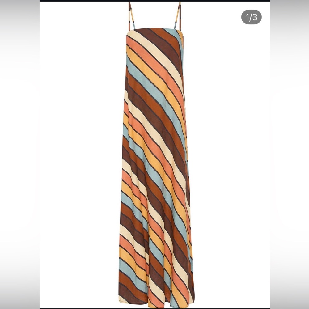 Auguste The Label Diagonal Stripe Maxi Skirt in Brown, Blue, Peach, Cream